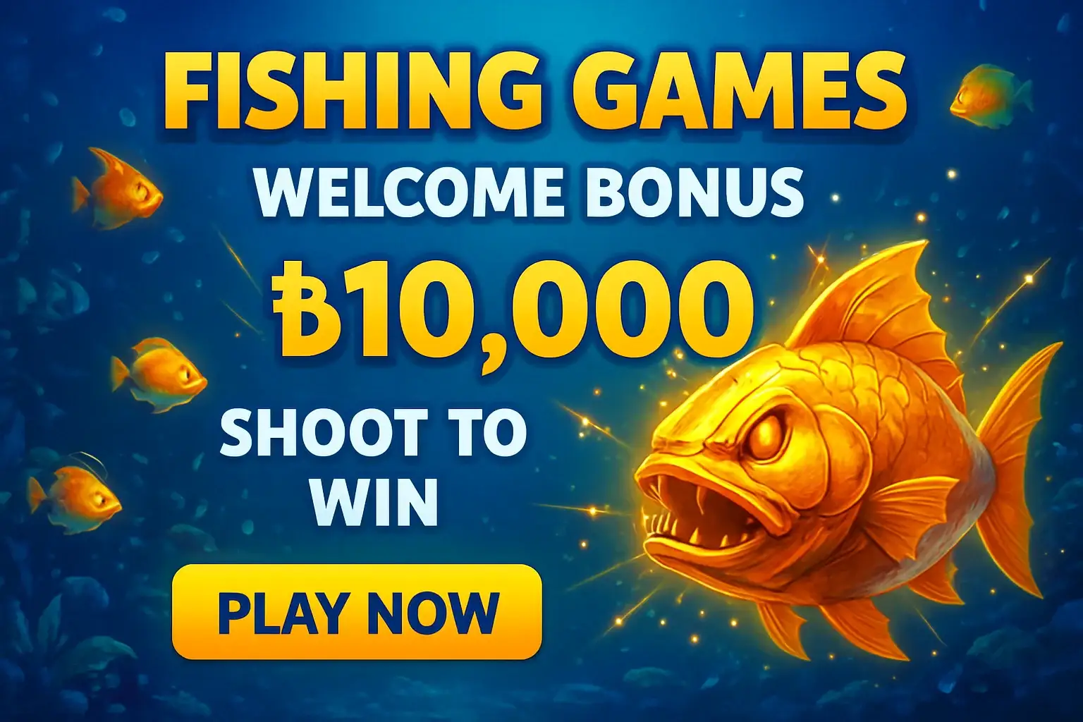 Fishing arcade banner with boss fish, Bangladesh bonus, and play button
